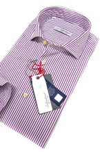 Load image into Gallery viewer, Camicia Uomo rigata viola Lilla puro cotone alta qualità- Stripe light purple shirt