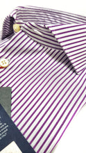 Carica l&#39;immagine nel visualizzatore di Gallery, Camicia Uomo rigata viola Lilla puro cotone  alta qualità- Stripe light purple shirt
