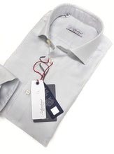 Carica l'immagine nel visualizzatore di Gallery, Camicia elegante micro fantasia grigio perla armaturato alta qualità puro cotone made in italy