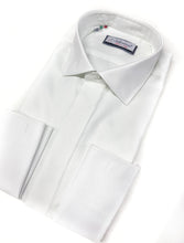 Carica l'immagine nel visualizzatore di Gallery, Camicia bianca elegante Oxford armaturato alta qualità polsini gemelli puro cotone made in italy white shirt Oxford double cuffllink