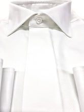 Carica l&#39;immagine nel visualizzatore di Gallery, Camicia bianca elegante Oxford armaturato alta qualità polsini gemelli puro cotone made in italy white shirt Oxford double cuffllink
