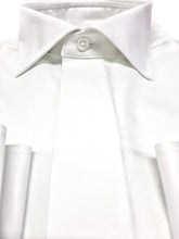 Carica l'immagine nel visualizzatore di Gallery, Camicia bianca elegante Oxford armaturato alta qualità polsini gemelli puro cotone made in italy white shirt Oxford double cuffllink