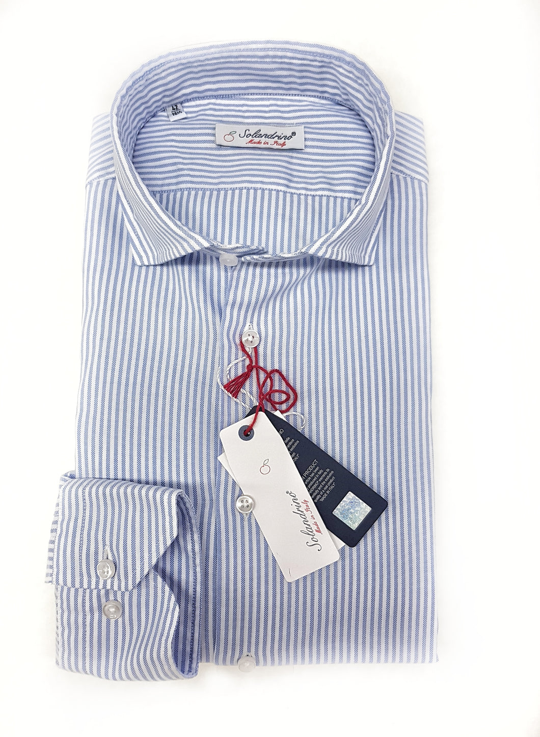 Camicia uomo rigata azzurra puro cotone panama made in italy stripe blue Panama