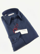Carica l'immagine nel visualizzatore di Gallery, Camicia blu popeline cotone made in italy Blue Navy shirt