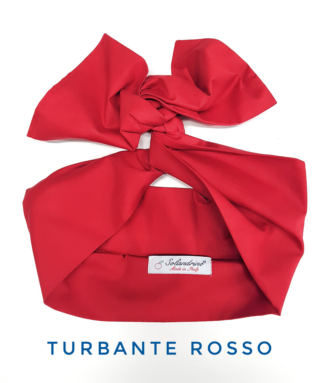 Turbante Rosso in cotone made in Italy fascia capelli hairband Red color