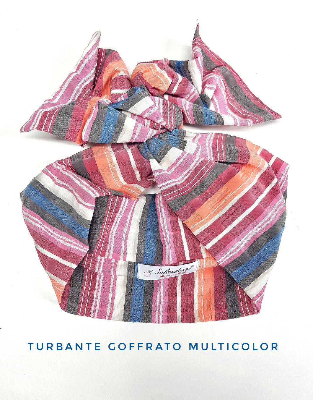 Turbante fasciato multicolor goffrato Fashion fascia capelli in cotone design fascia capelli made in Italy striped
