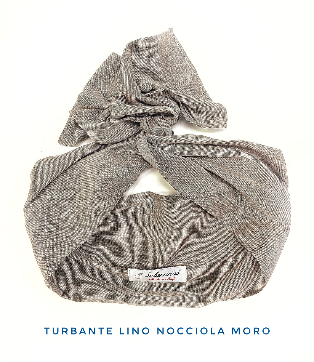 Turbante nocciola moro in lino made in Italy fascia capelli hairband