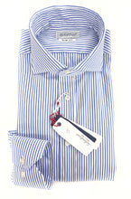 Carica l&#39;immagine nel visualizzatore di Gallery, Camicia rigata Uomo puro cotone alta qualità made in italy men shirt blue stripe high quality
