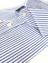 Load image into Gallery viewer, Camicia rigata Uomo puro cotone alta qualità made in italy men shirt blue stripe high quality