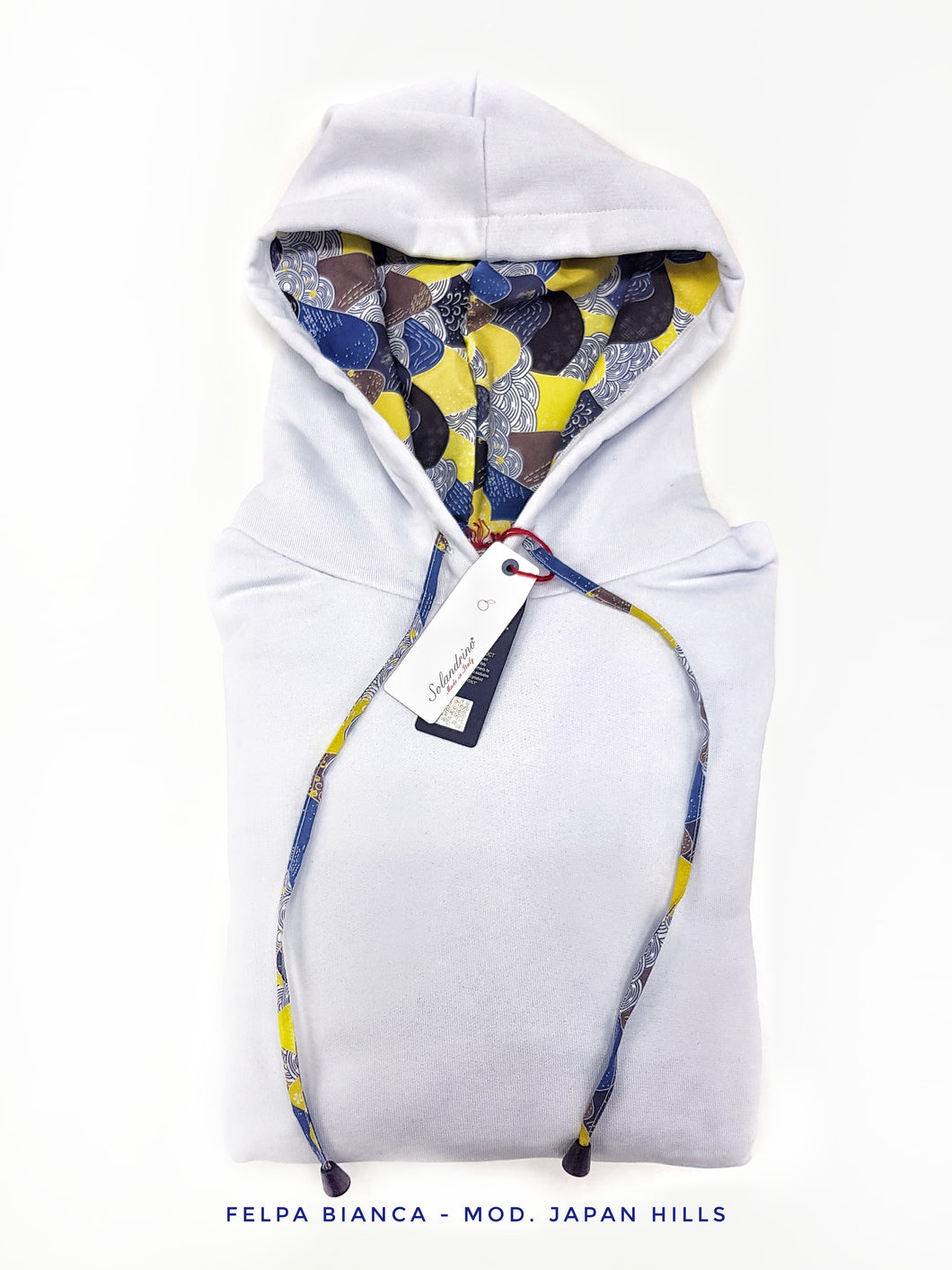 Felpa Bianca con Cappuccio Design Japan hills made in Italy Fantasia  100% cotone - Sweatshirt hoodie