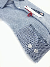 Carica l&#39;immagine nel visualizzatore di Gallery, Polo Camicia azzurra piquet Jersey in maglia morbida manica lunga alta qualità puro cotone  made in italy knit Jersey piquet
