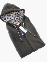 Carica l&#39;immagine nel visualizzatore di Gallery, Felpa cardigan Verdone militare con Cappuccio tessuto design made in Italy Fantasia 100% cotone  Unisex Sweatshirt blue Hoodie
