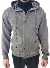 Carica l'immagine nel visualizzatore di Gallery, Felpa cardigan Donna Unisex grigia con Cappuccio design musicassette puro cotone made in Italy Fantasia 100% cotone Unisex Sweatshirt blue Hoodie