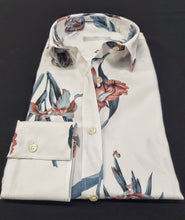 Carica l'immagine nel visualizzatore di Gallery, Camicione Donna Vestito cotone bianco  camicione fantasia floreale  made in italy dress shirt
