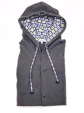 Carica l'immagine nel visualizzatore di Gallery, Maglia cardigan jersey verdone con Cappuccio Design quadrifoglio made in Italy Fantasia 100% cotone - Sweatshirt hoodie