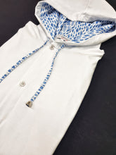 Carica l'immagine nel visualizzatore di Gallery, Maglia cardigan jersey Bianca con Cappuccio Design fisherman made in Italy Fantasia 100% cotone - Sweatshirt hoodie