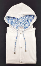 Carica l'immagine nel visualizzatore di Gallery, Maglia cardigan jersey Bianca con Cappuccio Design fisherman made in Italy Fantasia 100% cotone - Sweatshirt hoodie