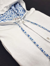 Carica l'immagine nel visualizzatore di Gallery, Maglia cardigan jersey Bianca con Cappuccio Design fisherman made in Italy Fantasia 100% cotone - Sweatshirt hoodie