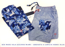 Carica l'immagine nel visualizzatore di Gallery, Costume da Bagno azzurro morbido tessuto slip interno asciugatura rapida Boxer mare Uomo con tasca fantasia con 2 tasche laterali Made in Italy