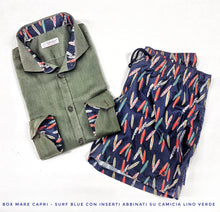 Carica l'immagine nel visualizzatore di Gallery, Costume da Bagno slip interno in morbido tessuto asciugatura rapida Boxer mare Uomo fantasia Blue Surf 2 tasche laterali Made in Italy