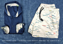 Carica l&#39;immagine nel visualizzatore di Gallery, Costume da Bagno abbinato a Camicia Lino Blu con inserti BOX slip interno Made in Italy
