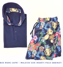 Carica l'immagine nel visualizzatore di Gallery, Costume da Bagno Hawaiano morbido tessuto slip interno asciugatura rapida Boxer mare uomo fantasia Maldive con 2 tasche laterali Made in Italy