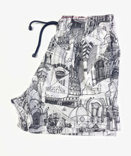 Carica l'immagine nel visualizzatore di Gallery, Costume da Bagno black & white in cotone bianco nero 100% Boxer mare slip interno Uomo Fantasia Fashion Nera Bianca 2 tasche laterali Made in Italy