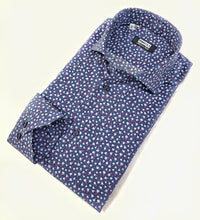 Load image into Gallery viewer, Camicia micro fantasia floreale blu puro cotone made in italy men shirt blue Fantasy