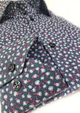 Load image into Gallery viewer, Camicia micro fantasia floreale blu puro cotone made in italy men shirt blue Fantasy