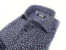 Load image into Gallery viewer, Camicia micro fantasia floreale blu puro cotone made in italy men shirt blue Fantasy