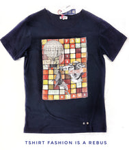 Load image into Gallery viewer, Tshirt made in Italy fantasia Rebus fashion 100% cotone jersey pettinato -DESIGN -