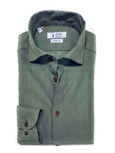 Carica l'immagine nel visualizzatore di Gallery, Camicia verdone militare cotone Lino made in Italy - dark green Linen Shirt