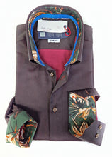 Carica l'immagine nel visualizzatore di Gallery, Camicia uomo marrone testa di moro con inserti puro cotone made in Italy Brown shirt