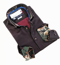 Carica l'immagine nel visualizzatore di Gallery, Camicia uomo marrone testa di moro con inserti puro cotone made in Italy Brown shirt