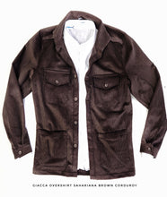 Load image into Gallery viewer, Giacca Overshirt Sahariana Safari Marrone testa di moro 4 tasche gabardina 100% cotone Made in italy