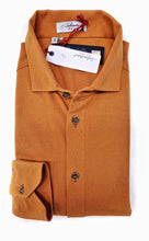 Carica l&#39;immagine nel visualizzatore di Gallery, Polo Camicia giallone senape  piquet Jersey in maglia morbida manica lunga alta qualità puro cotone  made in italy knit Jersey piquet
