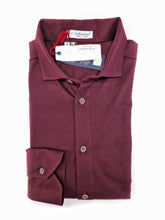 Carica l'immagine nel visualizzatore di Gallery, Polo Camicia bordeax vinaccia tegola Jersey in maglia morbida manica lunga alta qualità puro cotone  made in italy knit Jersey