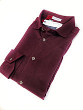 Carica l'immagine nel visualizzatore di Gallery, Polo Camicia bordeax vinaccia tegola Jersey in maglia morbida manica lunga alta qualità puro cotone  made in italy knit Jersey