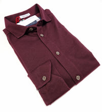 Carica l'immagine nel visualizzatore di Gallery, Polo Camicia bordeax vinaccia tegola Jersey in maglia morbida manica lunga alta qualità puro cotone  made in italy knit Jersey