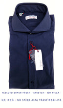 Carica l'immagine nel visualizzatore di Gallery, Camicia Blu Stretch No Stiro No Piega No Iron anti alone made in italy massima traspirabilità