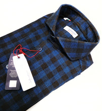 Carica l'immagine nel visualizzatore di Gallery, Camicia a quadri velluto blu brown cotone fantasia made in italy
