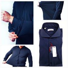 Carica l'immagine nel visualizzatore di Gallery, Camicia Blu Stretch No Stiro No Piega No Iron anti alone made in italy massima traspirabilità