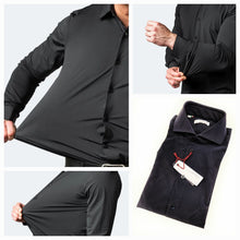Carica l'immagine nel visualizzatore di Gallery, Camicia Nera Stretch No Stiro No Piega No Iron Anti Alone Made in Italy Massima Traspirabilità