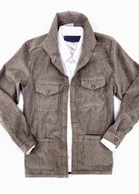 Carica l'immagine nel visualizzatore di Gallery, Giacca Overshirt Sahariana Safari Corduroy beige 4 tasche 100% cotone Made in italy