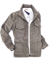Carica l'immagine nel visualizzatore di Gallery, Giacca Overshirt Sahariana Safari Corduroy beige 4 tasche 100% cotone Made in italy