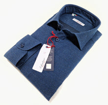 Carica l'immagine nel visualizzatore di Gallery, Camicia uomo jeans blu denim FANTASIA FASHION puro cotone made in Italy Blue Navy shirt