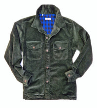 Load image into Gallery viewer, Giacca Sahariana velluto verdone scuro 4 tasche Overshirt Safari 100% cotone Made in italy