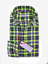 Carica l'immagine nel visualizzatore di Gallery, Camicia check Albini a quadri twill giallo fluo cotone fantasia check made in italy