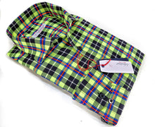 Carica l'immagine nel visualizzatore di Gallery, Camicia check Albini a quadri twill giallo fluo cotone fantasia check made in italy