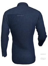 Load image into Gallery viewer, Camicia LAVATA blu jeans denim stone wash puro cotone made in italy